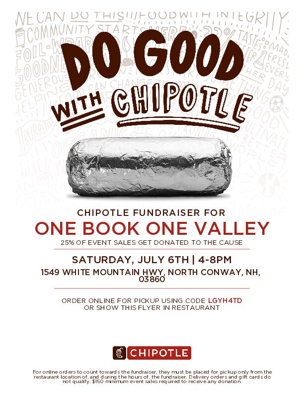 Chipotle fundraiser info, also in accompanying text.